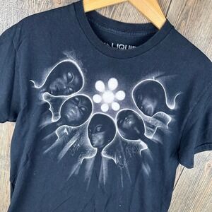 Liquid Blue Alien Abduction Graphic T-Shirt Black Medium 1997 Print UFO Sci-Fi